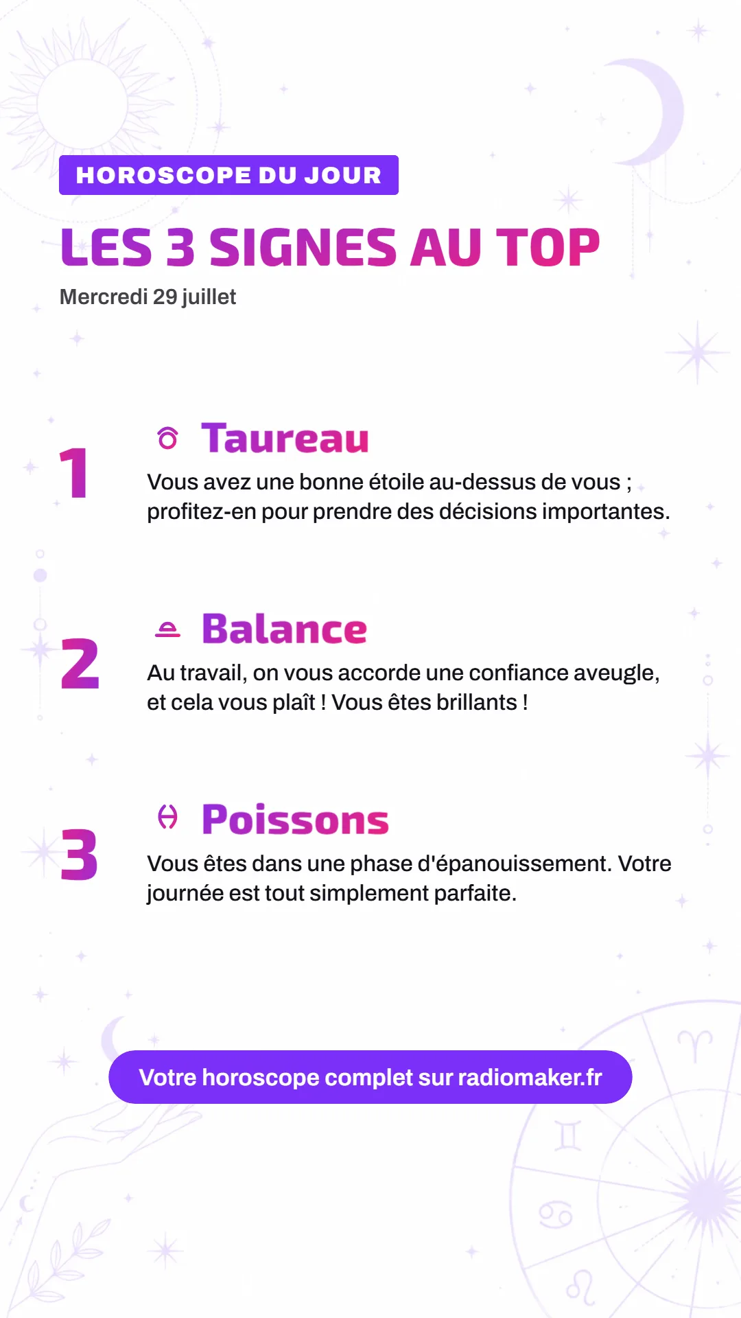 Les trois signes au top - Horoscope